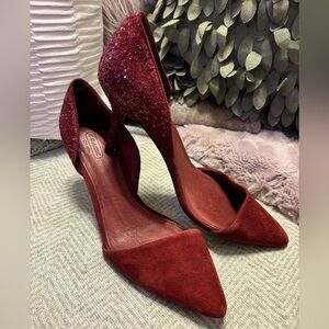 COACH Camille Pointed Toe Suede/Glitter Pumps